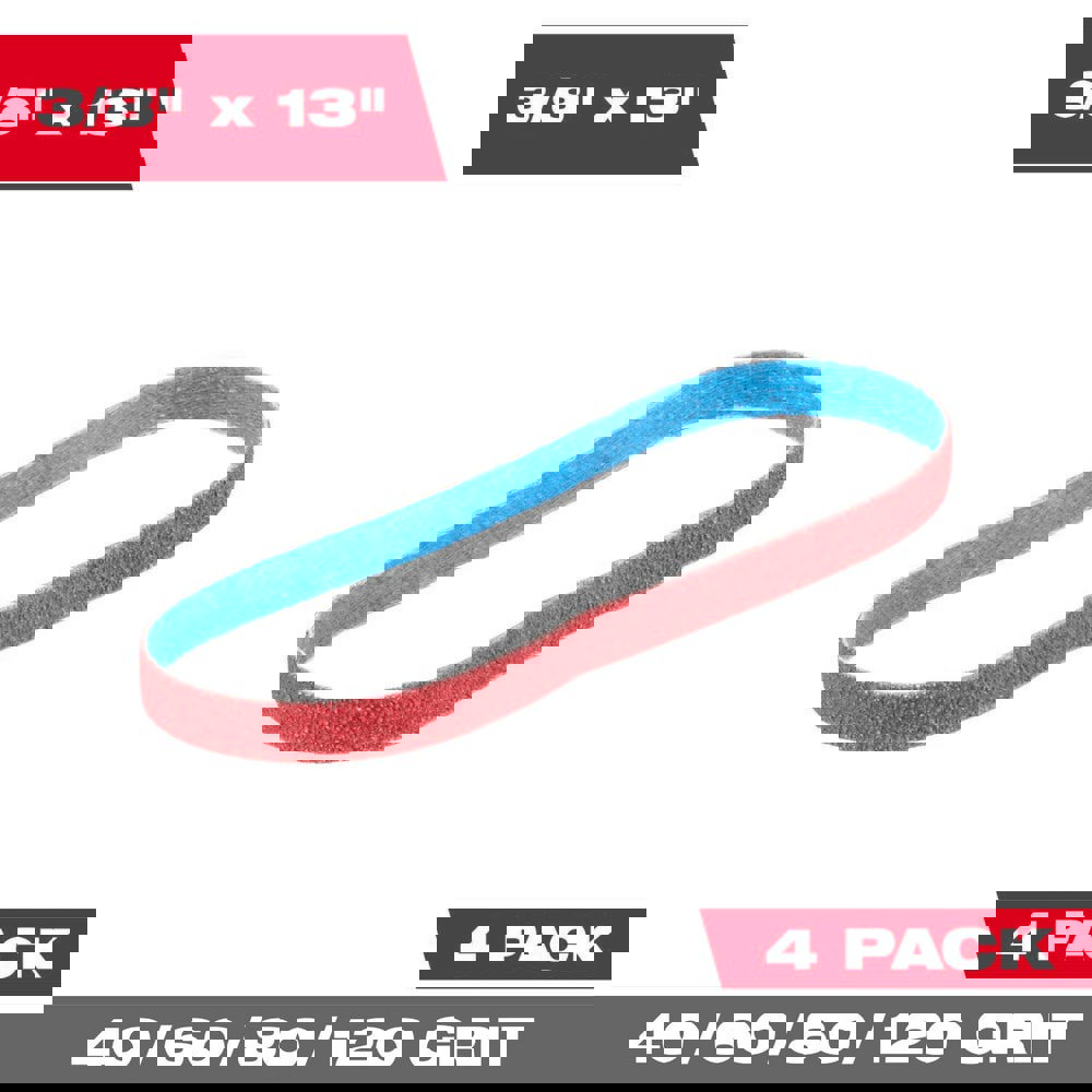 Abrasive Belts; Belt Width (Inch): 3/8 ; Belt Length (Inch): 13 ; Grit: 40, 60, 80, 120 ; Abrasive Type: Coated ; Abrasive Material: Ceramic ; Wet/Dry Operation: Dry